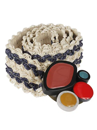 Exquisite J Striped Raffia Belt