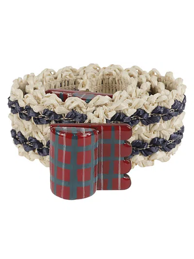 Shop Exquisite J Striped Raffia Belt