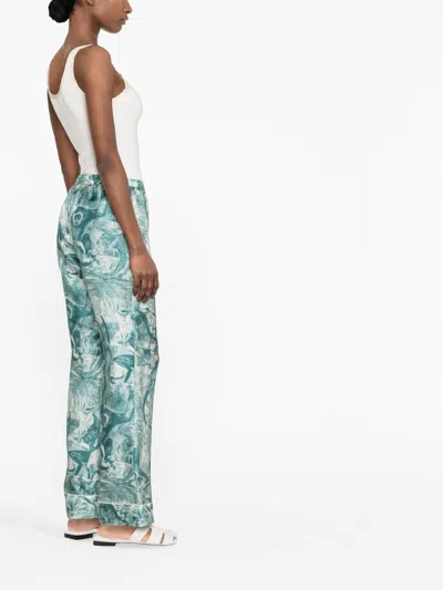 Shop F.r.s . Wide Leg Printed Silk Trousers