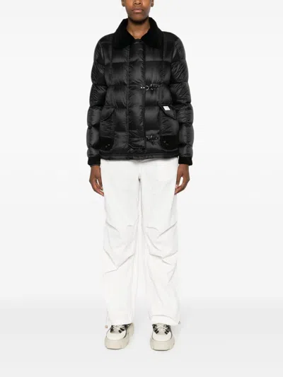 Fay Down Jacket With Corduroy Collar And Suede Trim