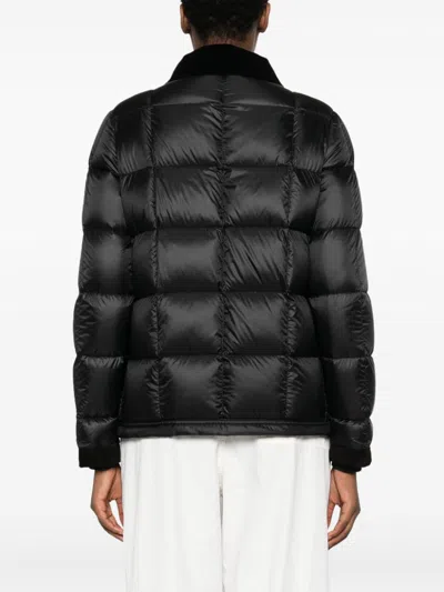 Fay Down Jacket With Corduroy Collar And Suede Trim