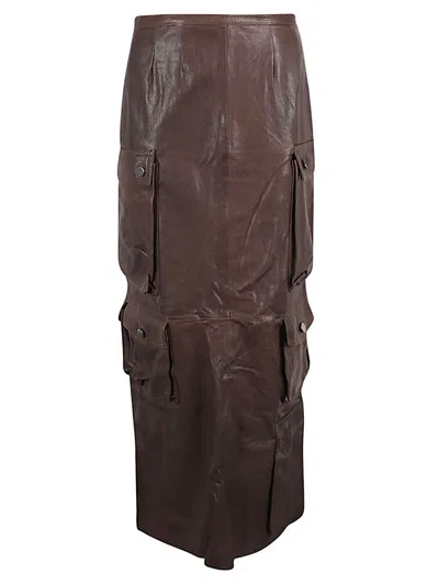 Fermas.club Leather Cargo Long Skirt
