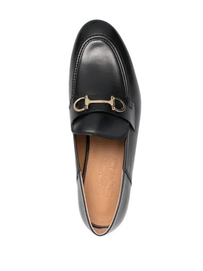 Ferragamo Gancini Logo Buckle Leather Mules