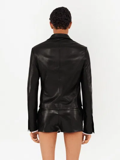 Ferragamo Slim-cut Leather Blazer With Chest Welt Pocket
