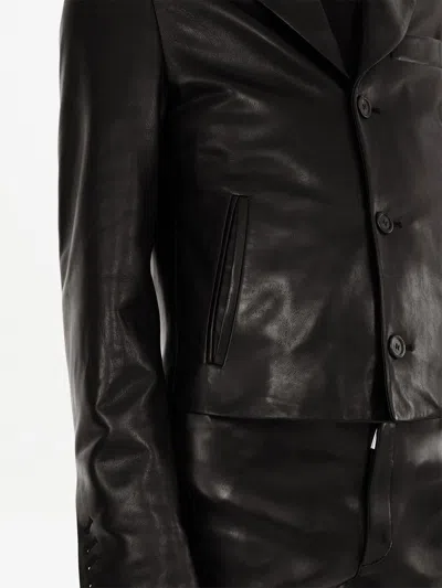 Ferragamo Slim-cut Leather Blazer With Chest Welt Pocket