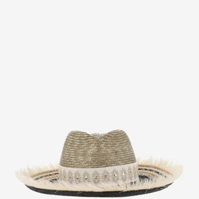 Ferruccio Vecchi Straw And Viscose Blend Hat With Embroidery