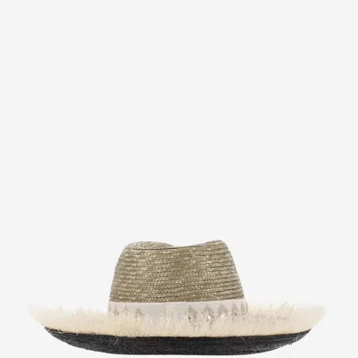 Ferruccio Vecchi Straw And Viscose Blend Hat With Embroidery
