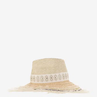 Ferruccio Vecchi Straw And Viscose Blend Hat With Embroidery