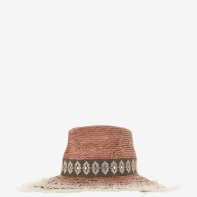 Ferruccio Vecchi Straw And Viscose Blend Hat With Embroidery