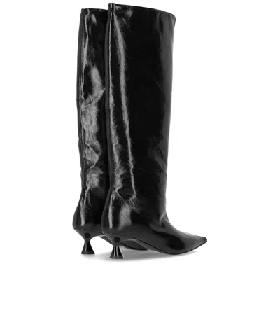 Ganni Black Eyelets Slouchy High Shaft Tall Boots