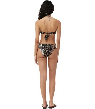 Ganni Leopard Print Bandeau Bikini Top