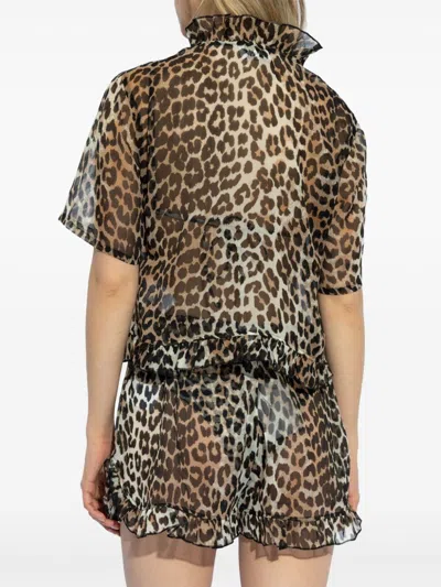 Shop Ganni Leopard Print Blouse