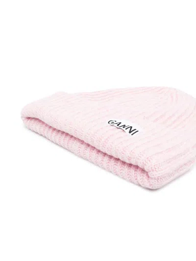 Shop Ganni Logo Wool Beanie