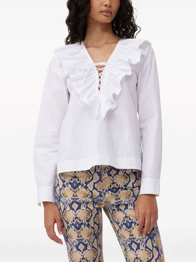 Shop Ganni Organic Cotton V Necked Blouse