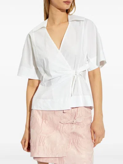 Shop Ganni Organic Cotton Wrapped Blouse