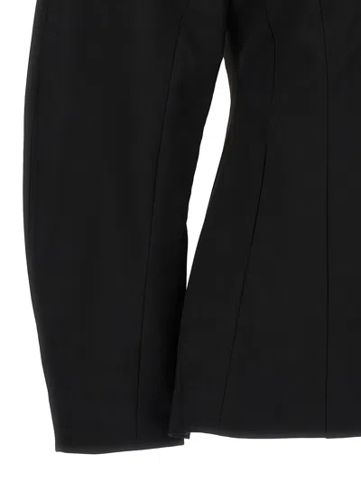 Ganni Black Fitted Drapey Melange Blazer