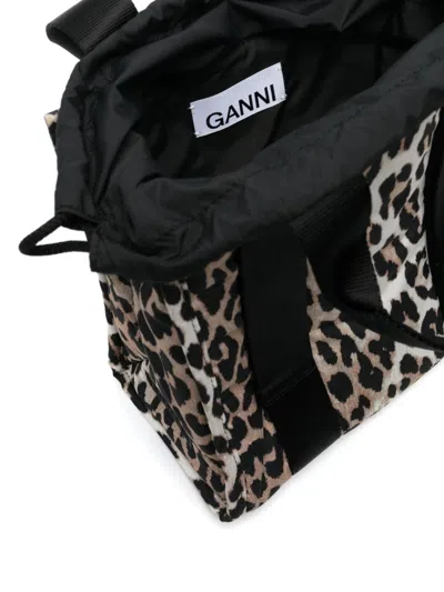 Ganni Recycled Tote Small Tech Leo Print