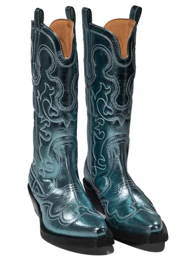 Shop Ganni Western Embroidered Boots