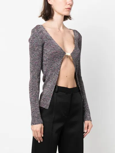 Gcds Long Multicolor Cardigan With Logo Clip In Lurex Woman