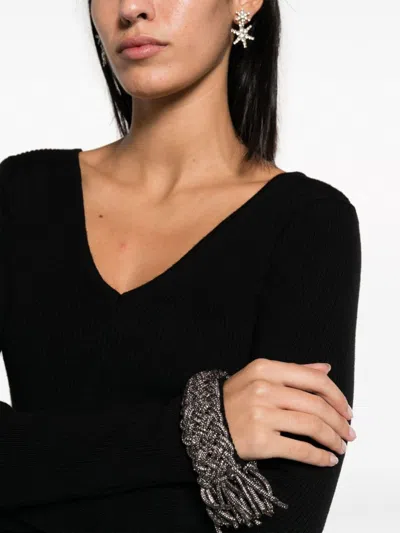 Giuseppe Di Morabito Braided-cuffs Ribbed-knit Top