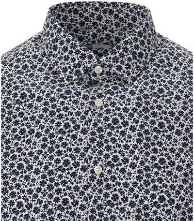 Gmf 965 White And Blue Floral Shirt