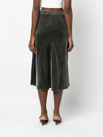 Gold Hawk Grey Velvet Flared Midi Skirt