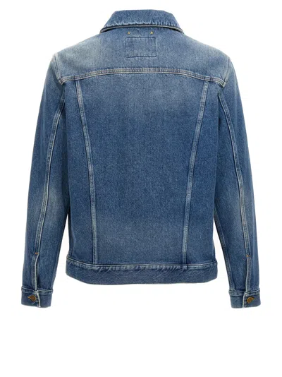 Golden Goose Blue Jacket With Patch Pockets On The Chest And Logoed Metal Buttons