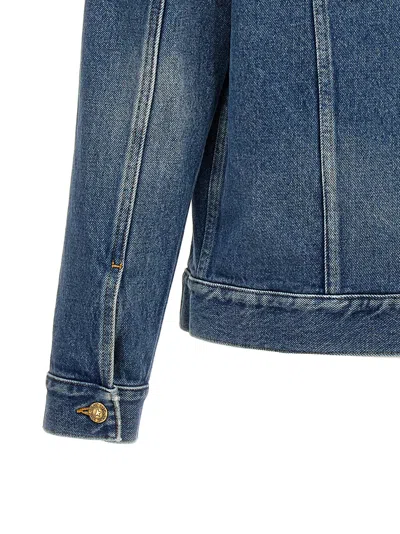 Golden Goose Blue Jacket With Patch Pockets On The Chest And Logoed Metal Buttons