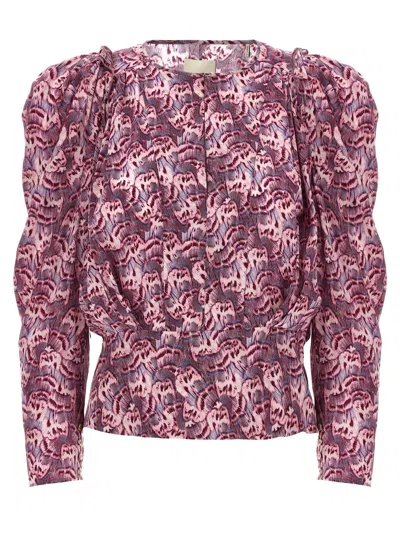 Isabel Marant Floral Pleated Puff Sleeve Blouse