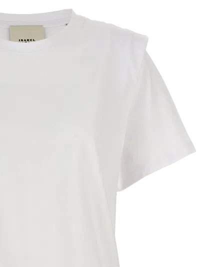 Isabel Marant Crew Neck Shoulder Detail Short Sleeve Top In White
