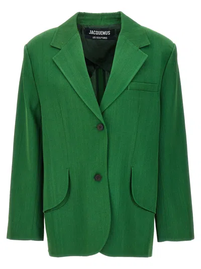 Jacquemus Titolo Striped Jacquard Single-breasted Oversized Blazer Jacket
