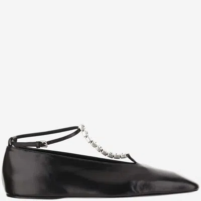 Jil Sander Crystal-embellished Ballet Flats Black