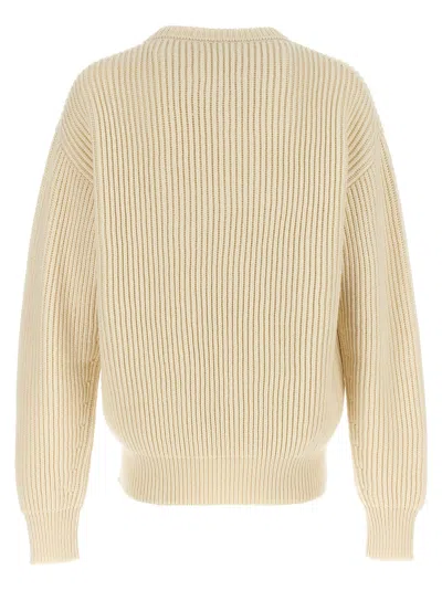 Jil Sander Oversized Crew Neck Sweater With Ribbed Texture