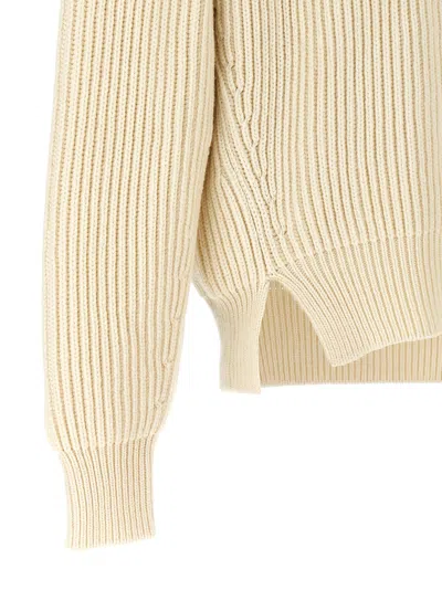 Jil Sander Oversized Crew Neck Sweater With Ribbed Texture