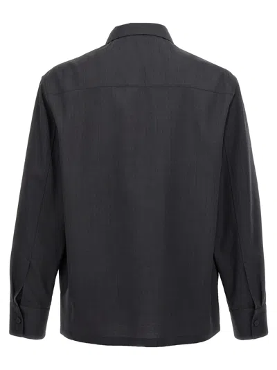 Jil Sander Minimalist Zippered Wool Overshirt In Black