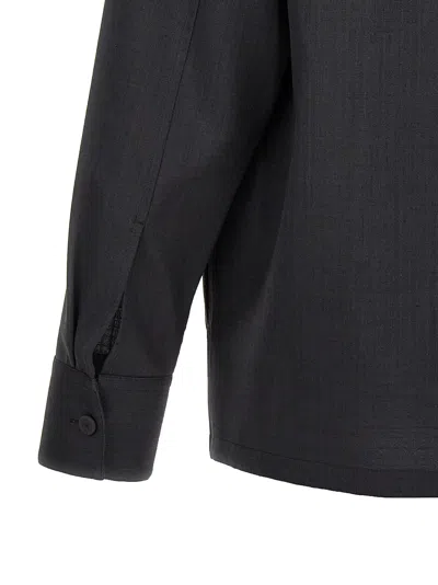 Jil Sander Minimalist Zippered Wool Overshirt In Black