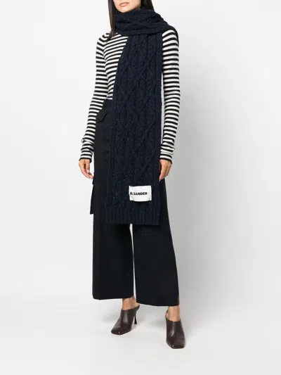 Jil Sander Luxe Cable Knit Cashmere Scarf