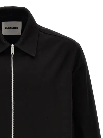 Jil Sander Black Wool Coat With Oversized Sleeves