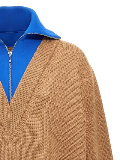 Jil Sander Zipper Detail Long Sleeve Knit Sweater