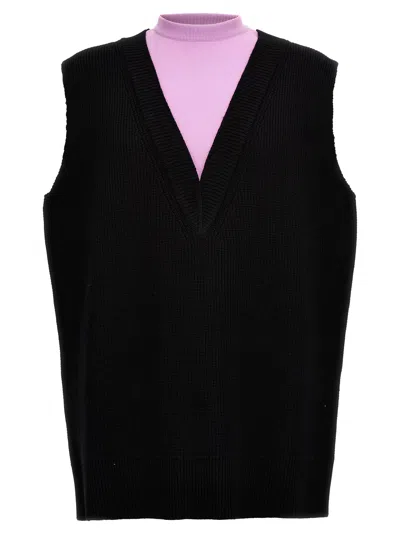 Jil Sander Ribbed Knit Sleeveless V-neck Vest