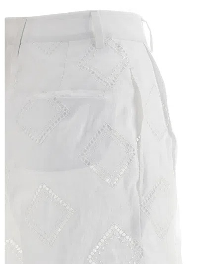 Kiton Embroidered Linen Bermuda Shorts Bermuda And Short White In White