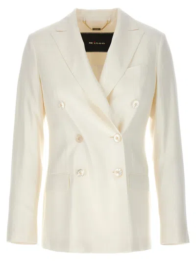 Kiton Double-breasted Blazer With Front Pockets And Back Vent