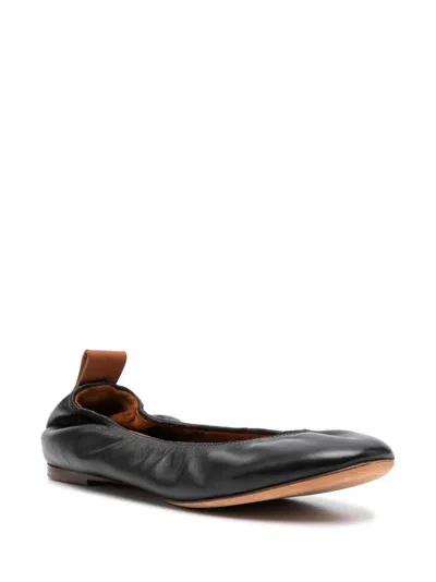 Lanvin Leather Ballerinas In Black