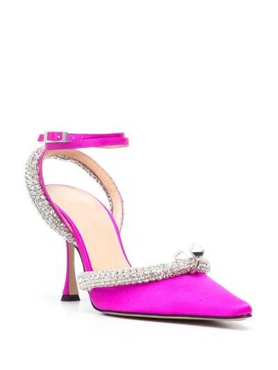 Mach&mach Mach & Mach Crystal-embellished Satin Slingback Pumps