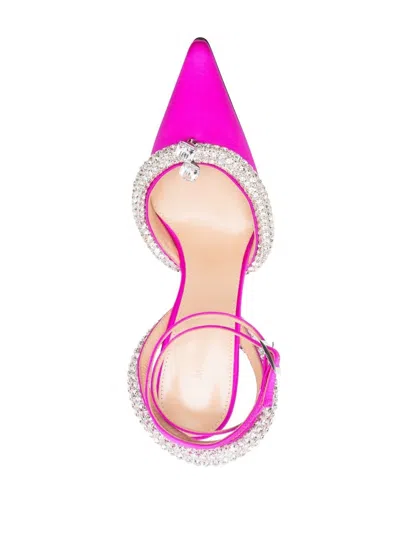 Mach&mach Mach & Mach Crystal-embellished Satin Slingback Pumps
