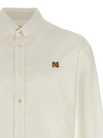 Maison Kitsuné Button Down Classic Shirt With Institutional Fox H Clothing In White