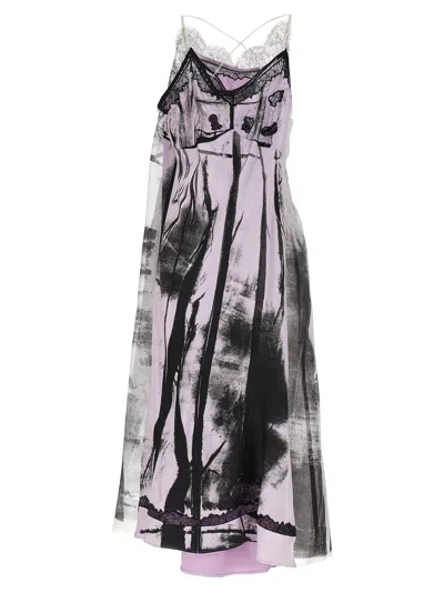 Maison Margiela Lace Trim Abstract-print Midi Slip Dress