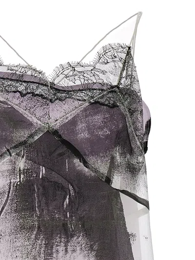 Maison Margiela Lace Trim Abstract-print Midi Slip Dress