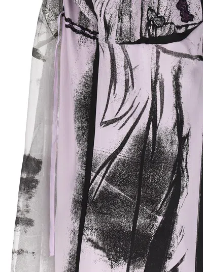 Maison Margiela Lace Trim Abstract-print Midi Slip Dress
