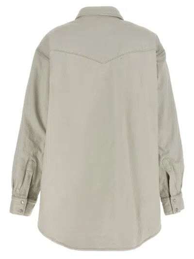 Maison Margiela Padded Overshirt Puffer Jackets White In Gray